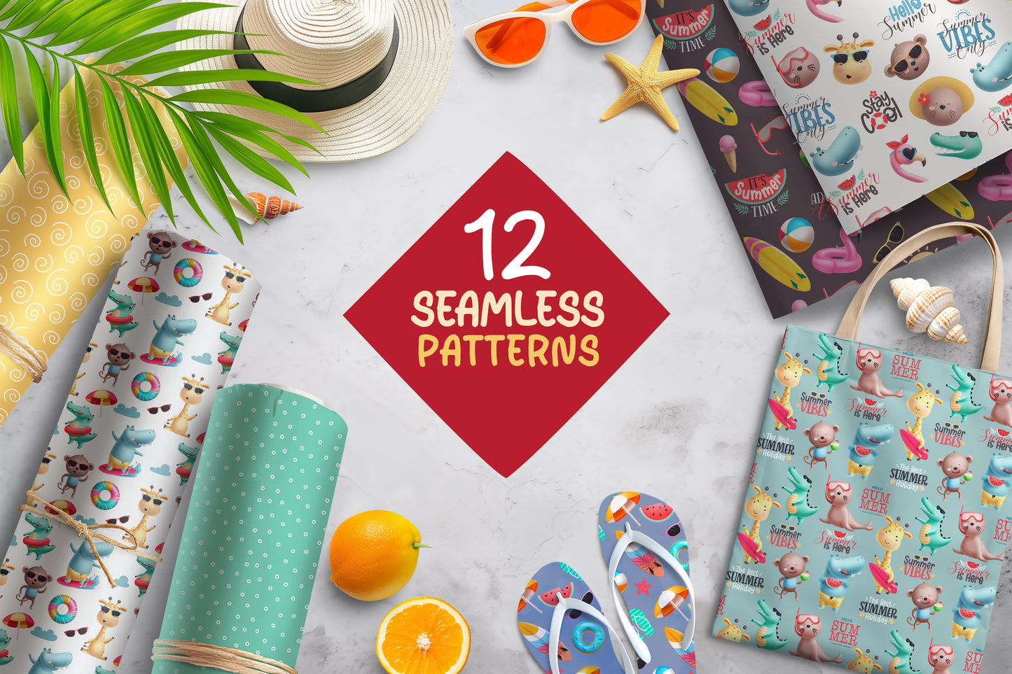 Summer Beach Animals Illustration Bundle
