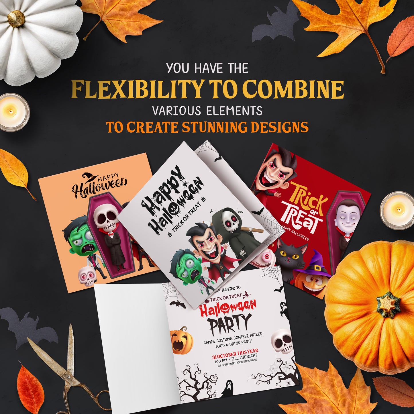 Halloween Clipart Characters PNG Bundle