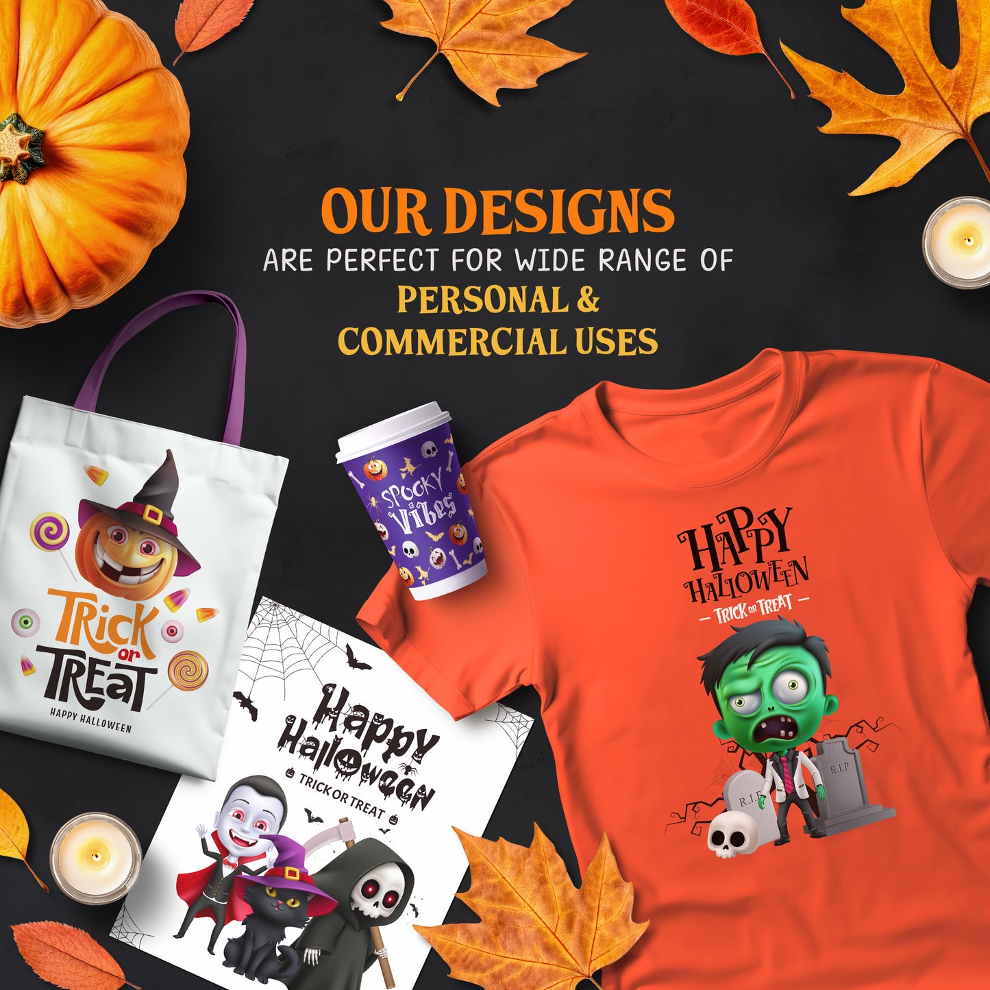 Halloween Clipart Characters PNG Bundle