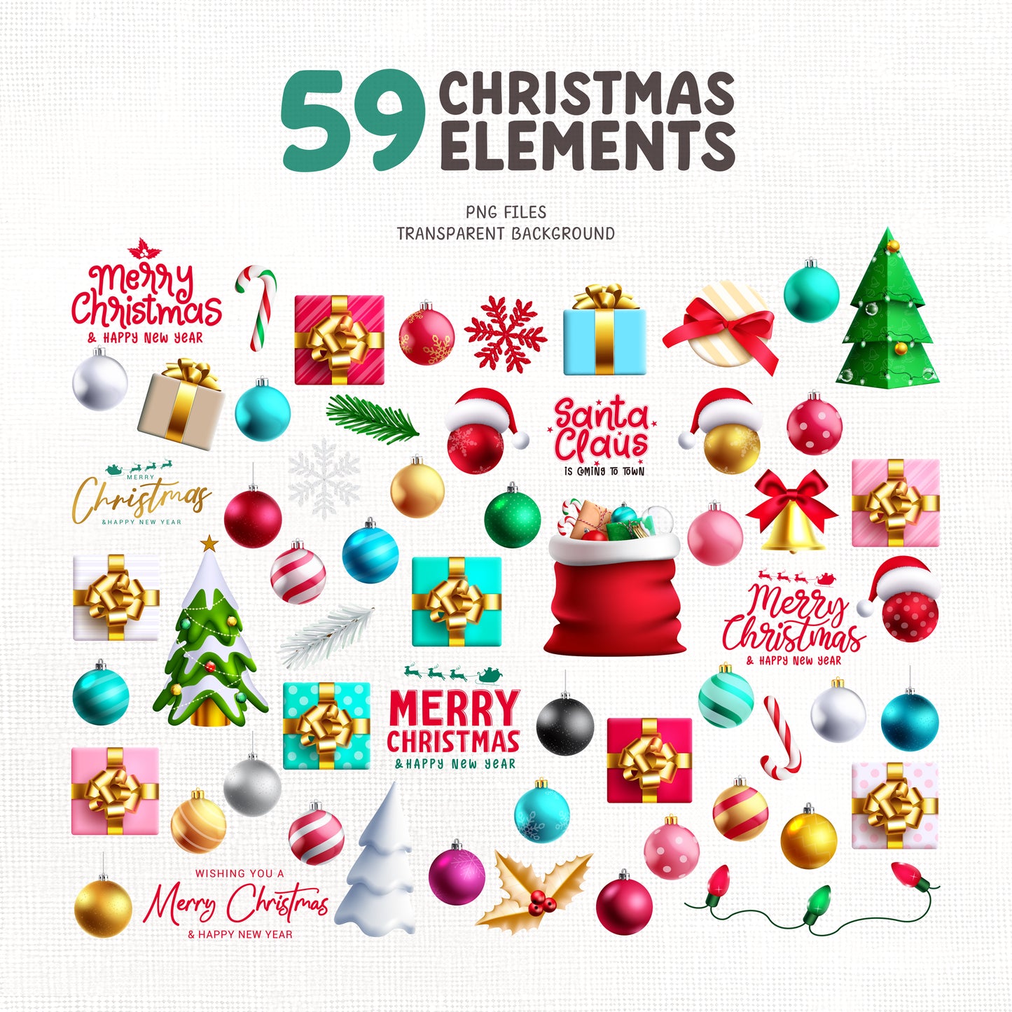 Cute Christmas PNG Clipart with Santa Claus Characters