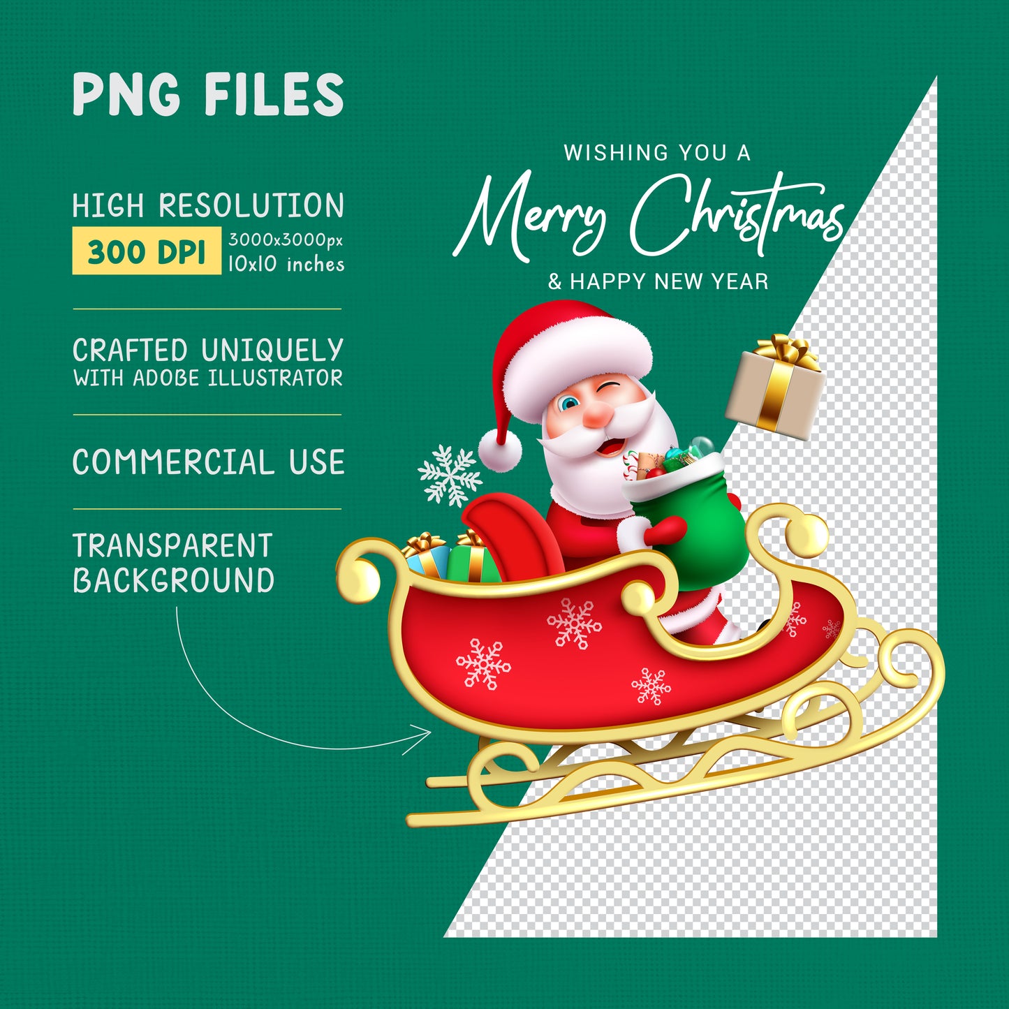 Cute Christmas PNG Clipart with Santa Claus Characters