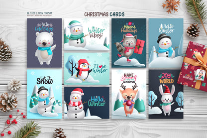 Winter Holiday Animals Illustration Bundle