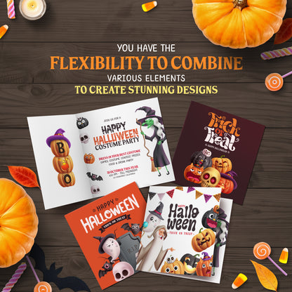 Halloween Pumpkin Clipart PNG Bundle with Halloween Characters