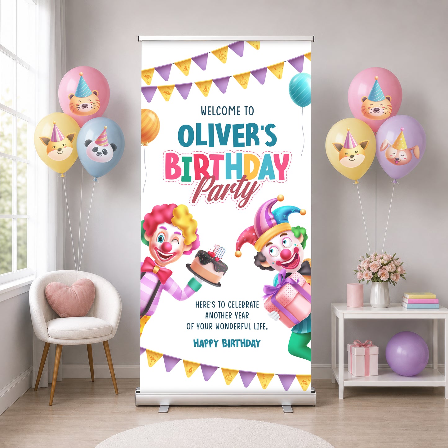 Birthday Clown Clipart PNG Bundle with Party Clown and Decors.