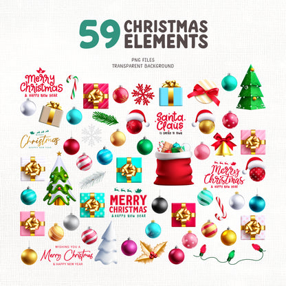 Cute Christmas PNG Clipart with Santa Claus Characters