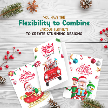 Cute Christmas PNG Clipart with Santa Claus Characters