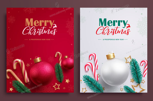 Merry Christmas poster vector designs. Christmas and new year greeting card lay out collection for holiday season background. Vector illustration greeting card collection.