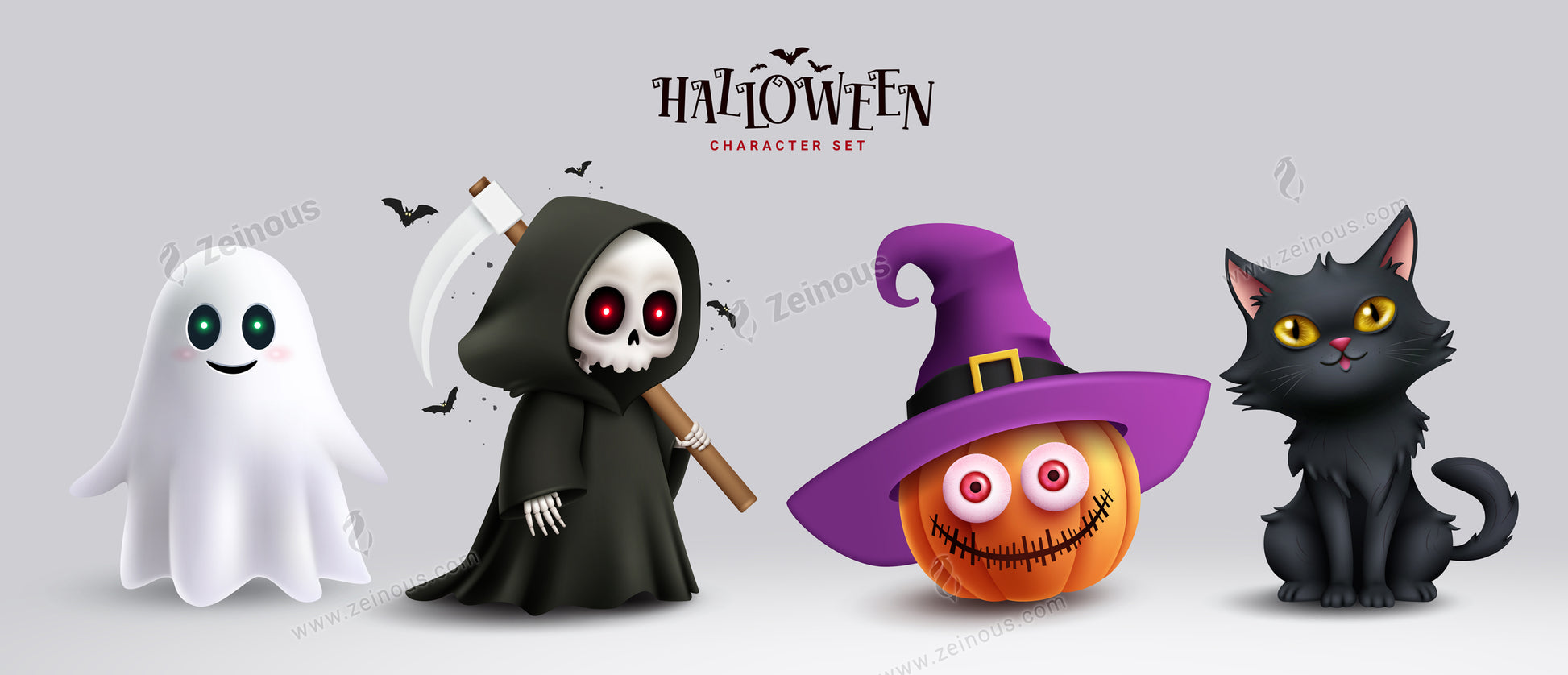 Halloween Characters Vector Design Set – Zeinous